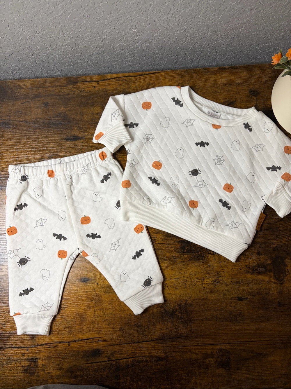 Toddler Halloween Pumpkin & Ghost Pajama Set - White